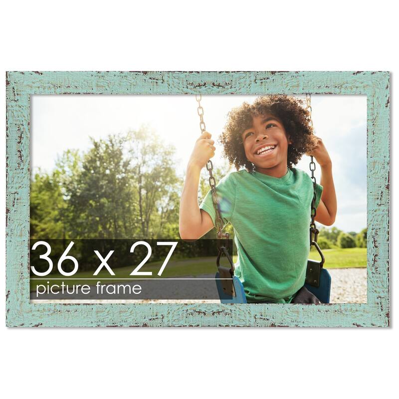 36x27 Shabby Chic / Farmhouse Green Wood Picture Frame UV Acrylic